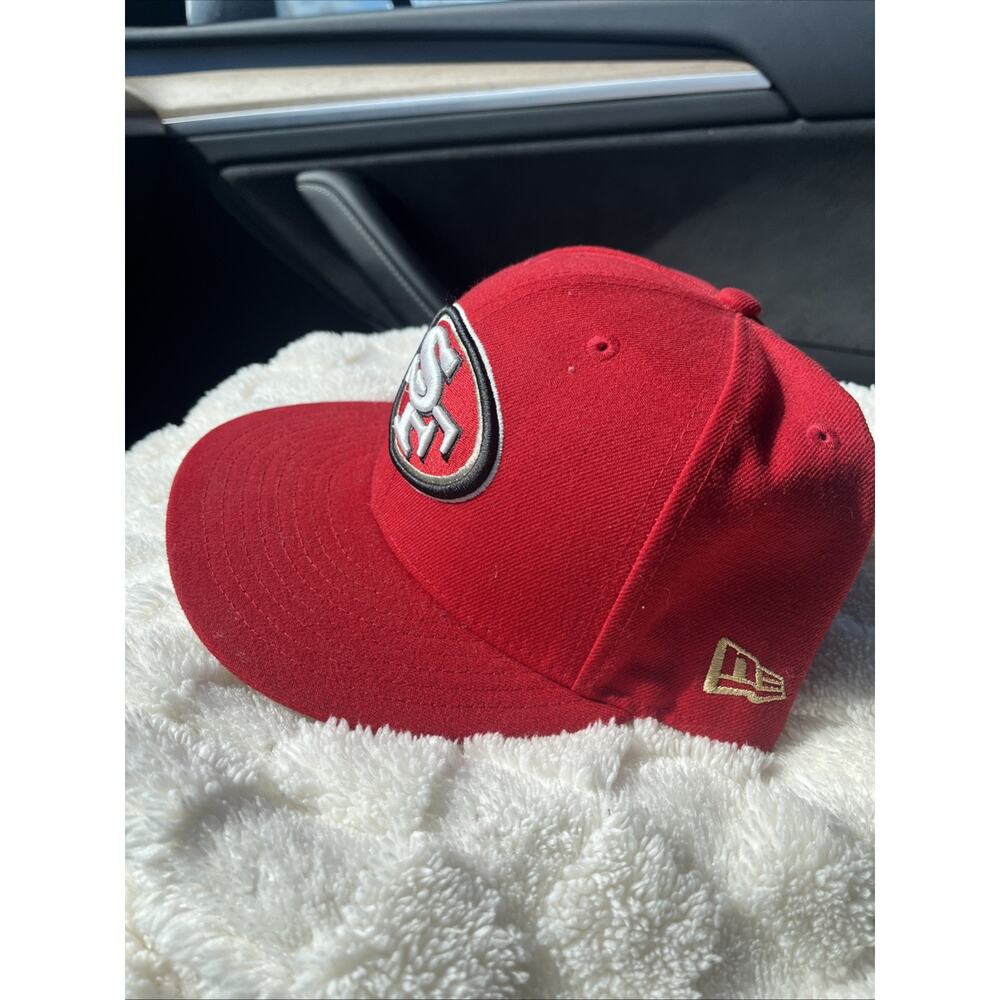 San Francisco 49ers Hat Cap Fitted Size 7 5/8 Red NFL Logo New Era 59fifty - Picture 2 of 8